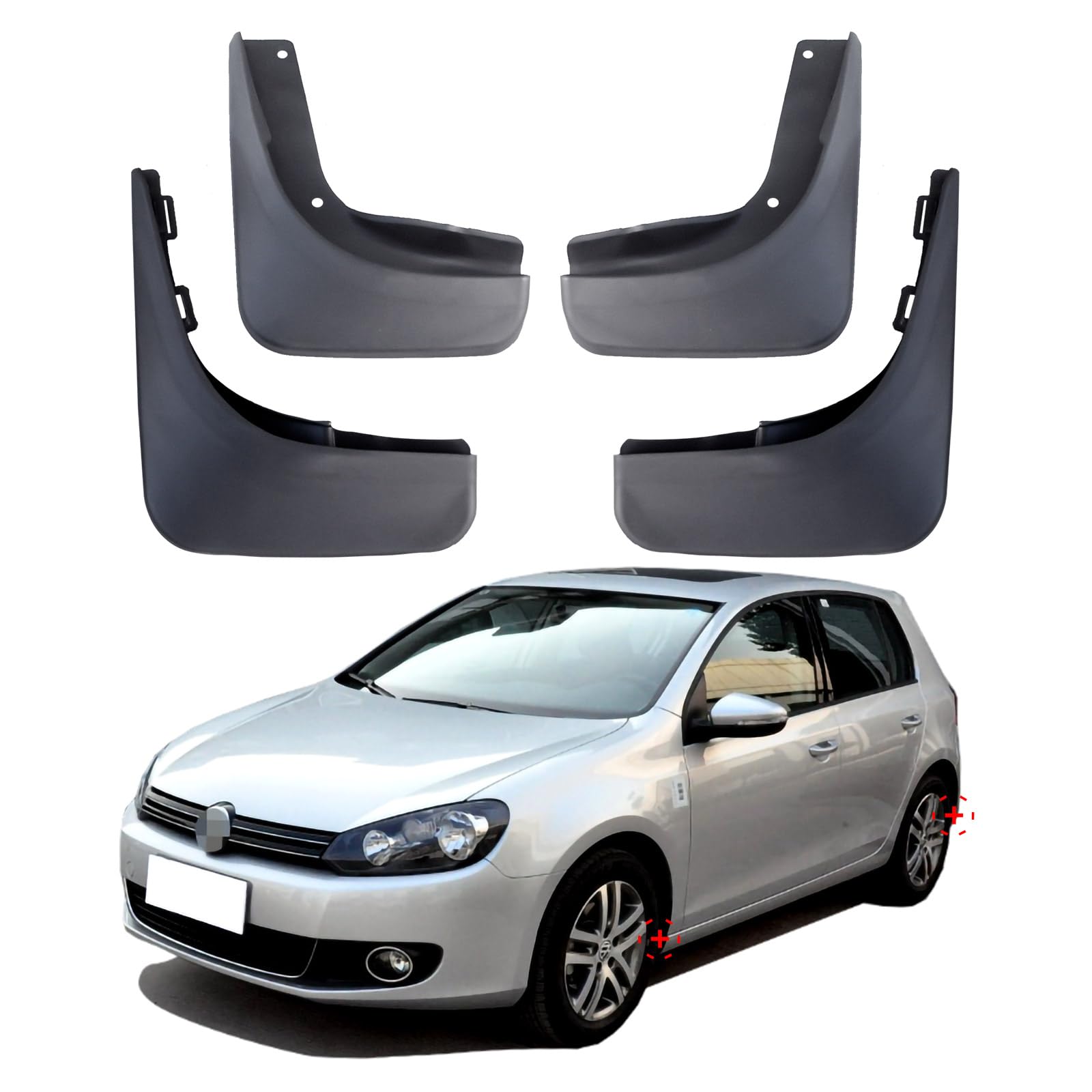 Auto-Schmutzfänger für Volkswagen Golf Mk6, Spritzschutzklappe, VW Golf 6, Kotflügel, vorne und hinten, 4 Stück 2009 2010 2011 2012 Auto-Schmutzfänger für Volkswagen Golf Mk6, Spritzschutzklappe, VW Golf 6, Kotflügel, vorne und hinten, 4 Stück 2009 2010 2011 2012 von ZHANGQINGHUI