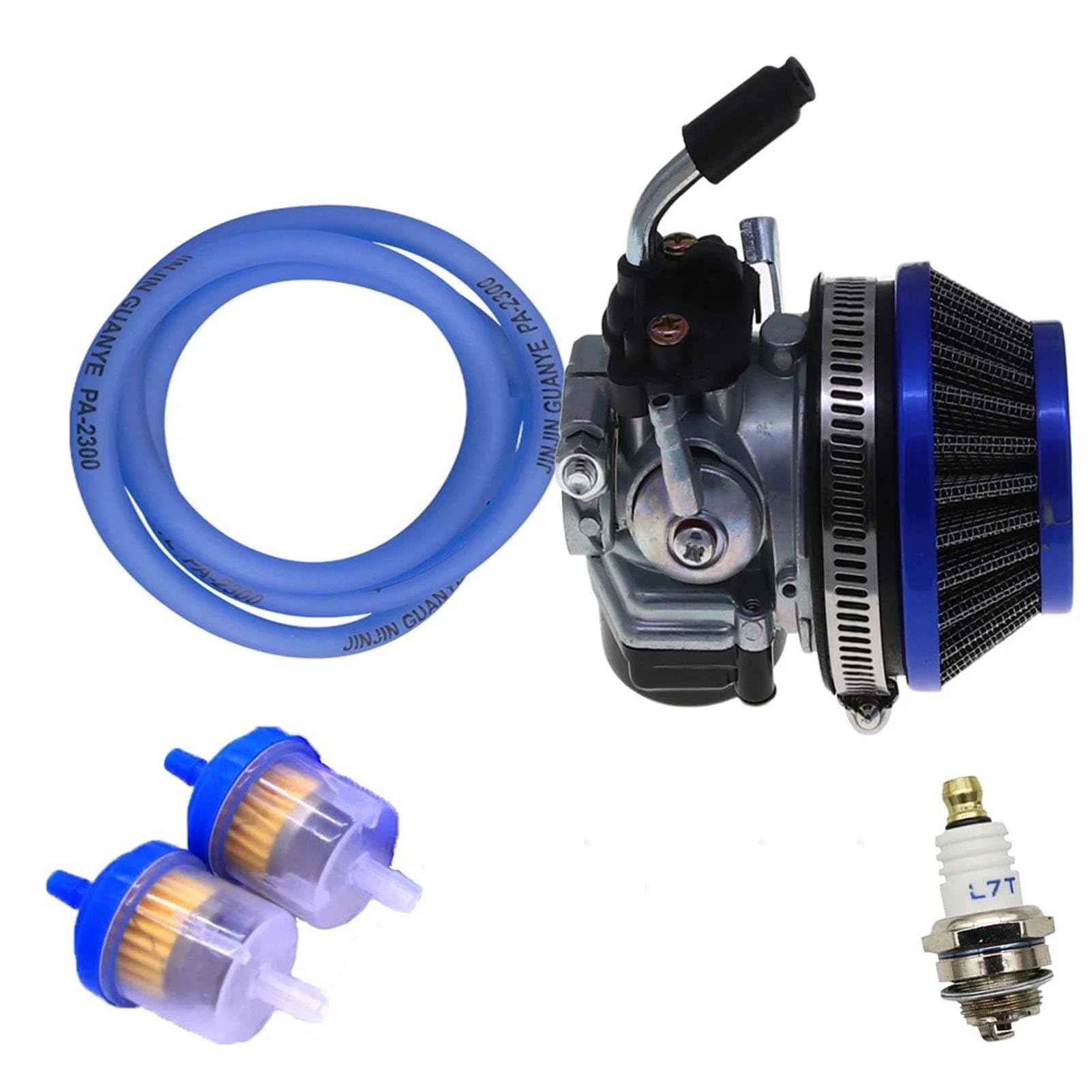 Motorrad Carburetor Für 2 Takt Motor 49 Cc 50 Cc 66 Cc 80 Cc 100 Cc Mit Luftfilter Motor Gasmotor Motorisierter Moto Bike Rennvergaser Vergaser Motor(Blau) von ZHANGWENLING
