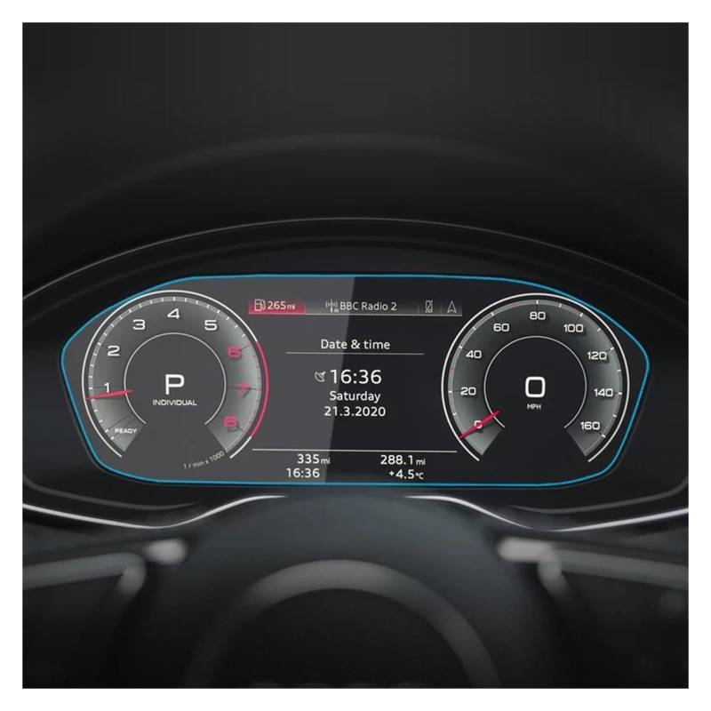 Auto Displayschutz 12,3 Zoll Für A5 2020-2021 Dashboard Navigation Membran Auto GPS Display Gehärtetes Glas Display-schutzfolie Auto Aufkleber GPS Transparent Displayschutzfolie(B Anti-Blue-ray) von ZHANGZHENGYAO
