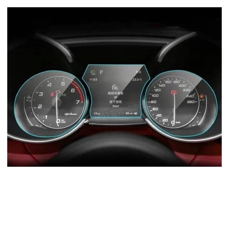 Auto Displayschutz Für Alfa Für Romeo Für Stelvio Für Giulia 2015-2023 Auto Innen Instrument Panel Membran LCD Bildschirm TPU Schutz Film Anti-Scratch Film GPS Transparent Displayschutzfolie(2 PCS) von ZHANGZHENGYAO