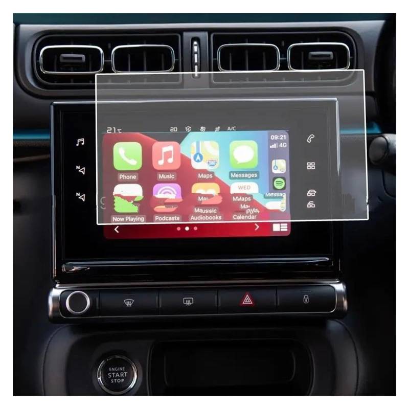 Auto Displayschutz Für Citroen Für C3 2016-2020 Auto 9 Zoll GPS Navigation Film Innen Aufkleber Anti-Scratch-Film Gehärtetem Glas Screen Protector GPS Transparent Displayschutzfolie von ZHANGZHENGYAO
