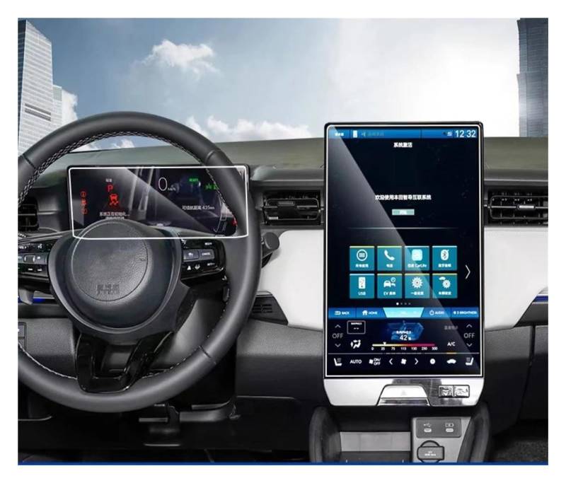 Auto Displayschutz Für ENS1 2022-2023 LCD GPS Navigation UND Dashboard Gehärtetes Glas Displayschutzfolie Zubehör GPS Transparent Displayschutzfolie(GPS and Dashboard) von ZHANGZHENGYAO