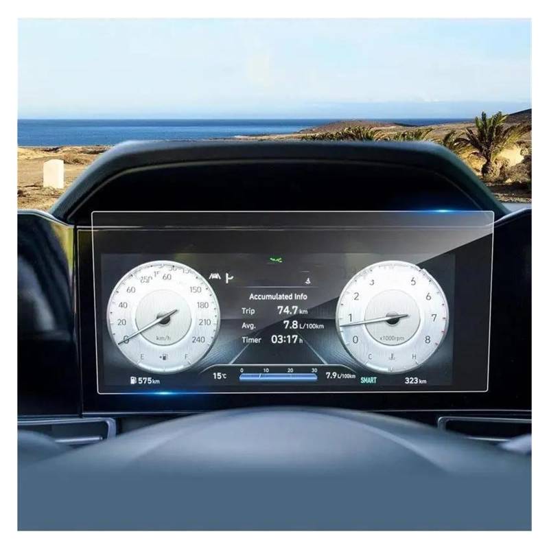 Auto Displayschutz Für Hyundai Für Elantra 2021-2024 10,25 Zoll Auto Instrument Dashboard Anti-Scratch Film Gehärtetes Glas Screen Protector GPS Transparent Displayschutzfolie von ZHANGZHENGYAO
