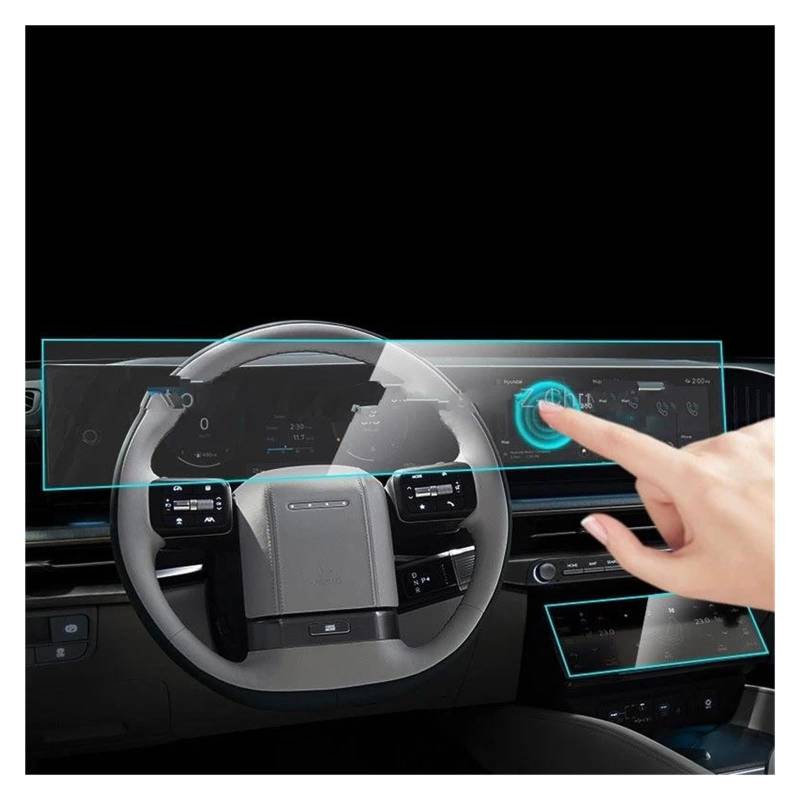 Auto Displayschutz Für Hyundai Für Grandeur 2023 2024 Auto Radio GPS Navigation Klimaanlage Innen Anti-Scratch PET Screen Protector Film GPS Transparent Displayschutzfolie von ZHANGZHENGYAO