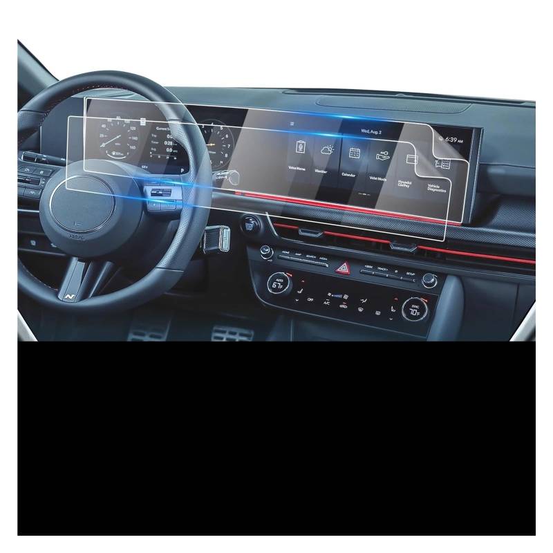 Auto Displayschutz Für Hyundai Für Sonata 2024 Auto Multimedia Radio Display Auto Innen Zubehör Nano Screen Protector GPS Transparent Displayschutzfolie(AC Climate Film) von ZHANGZHENGYAO