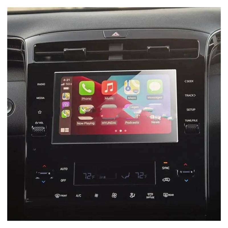Auto Displayschutz Für Hyundai Für Tucson NX4 2021 2022 Auto Navigation Infotainment Gehärtetem Glas LCD Screen Schutz Film Aufkleber Dashboard Schutz GPS Transparent Displayschutzfolie(for 8 inch) von ZHANGZHENGYAO