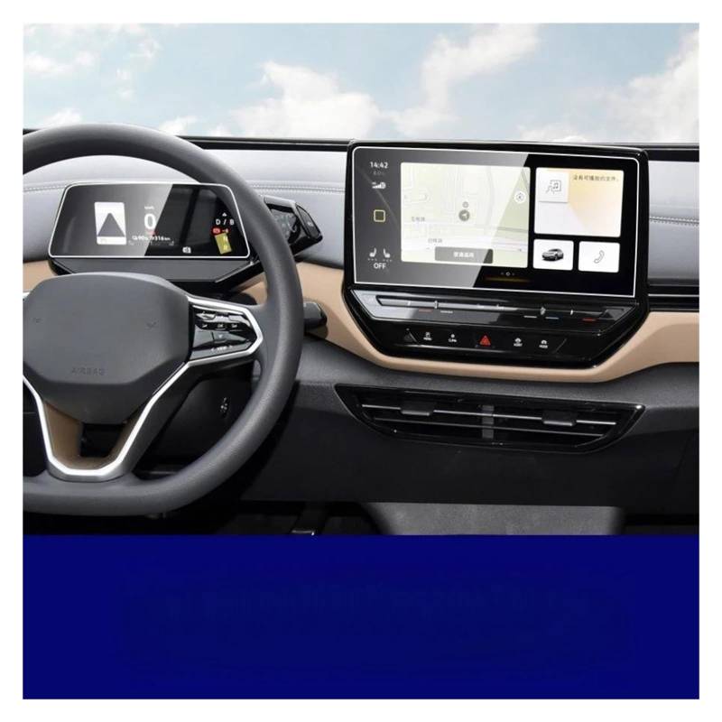 Auto Displayschutz Für VW Für ID.4 2021 2022 2023 2024 12 "Navigation Glas Touch Screen Abdeckung Schutz ID4 Crozz/X & 5,3" Dashboard Schützen Film GPS Transparent Displayschutzfolie(2PCS HD) von ZHANGZHENGYAO