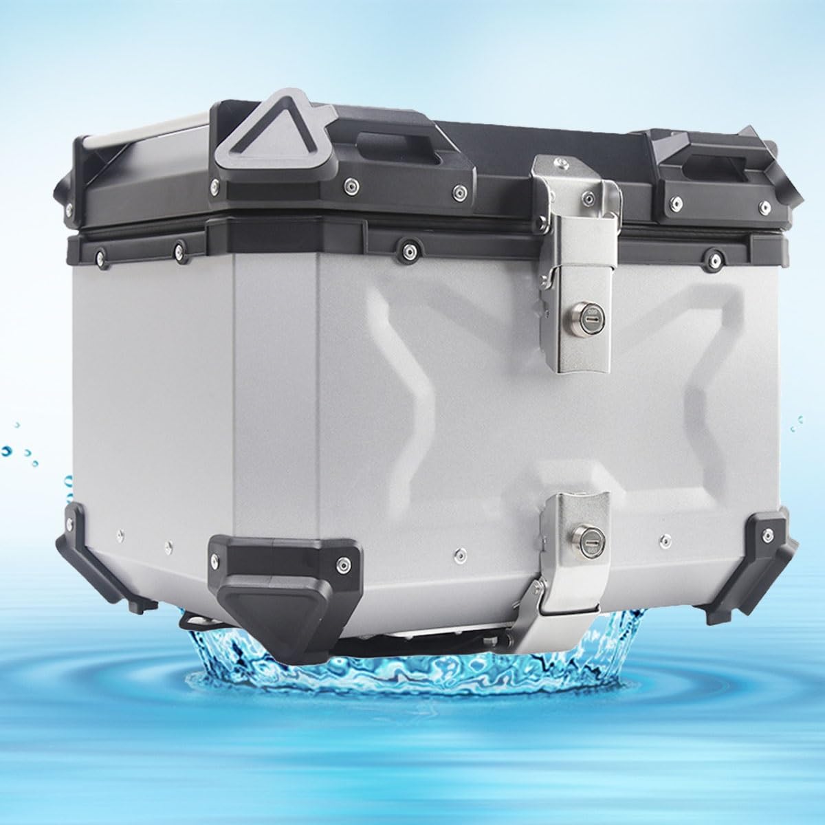 Bauletto nero/argento per moto, bauletto posteriore in alluminio per moto, bauletto portabagli per moto con serratura di sicurezza, bauletto impermeabile per moto da 36L-100L (un colore C55L) von ZHAOHUAN