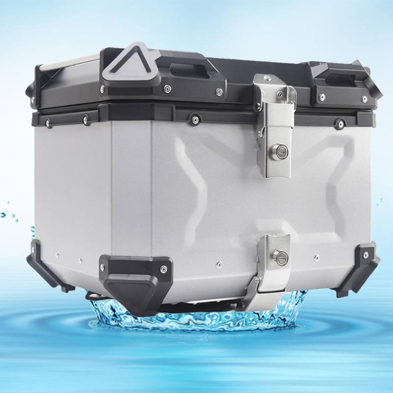 Bauletto nero/argento per moto, bauletto posteriore in alluminio per moto, bauletto portabagli per moto con serratura di sicurezza, bauletto impermeabile per moto da 36L-100L (un colore C80L) von ZHAOHUAN