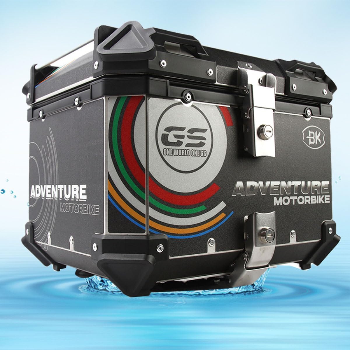 Bauletto nero/argento per moto, bauletto posteriore in alluminio per moto, bauletto portabagli per moto con serratura di sicurezza, bauletto impermeabile per moto da 36L-100L (un colore F65L) von ZHAOHUAN
