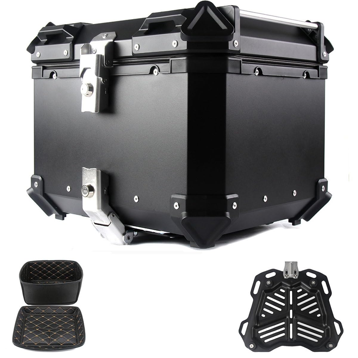 Bauletto per moto Bauletto per moto Bauletto posteriore con serratura per riporre il casco, bauletto posteriore nero/argento per moto, scooter, ciclomotore, con piastra di base 36L-100L (un colore B3 Bauletto per moto Bauletto per moto Bauletto posteriore con serratura per riporre il casco, bauletto posteriore nero/argento per moto, scooter, ciclomotore, con piastra di base 36L-100L (un colore B3 von ZHAOHUAN