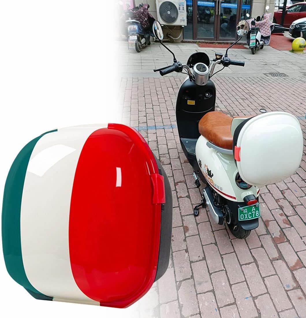 ZHAOHUAN Bauletto posteriore per motocicletta, bauletto posteriore per motocicletta, borsa da baule con serratura, custodia rigida con doppia fibbia (tricolore) von ZHAOHUAN