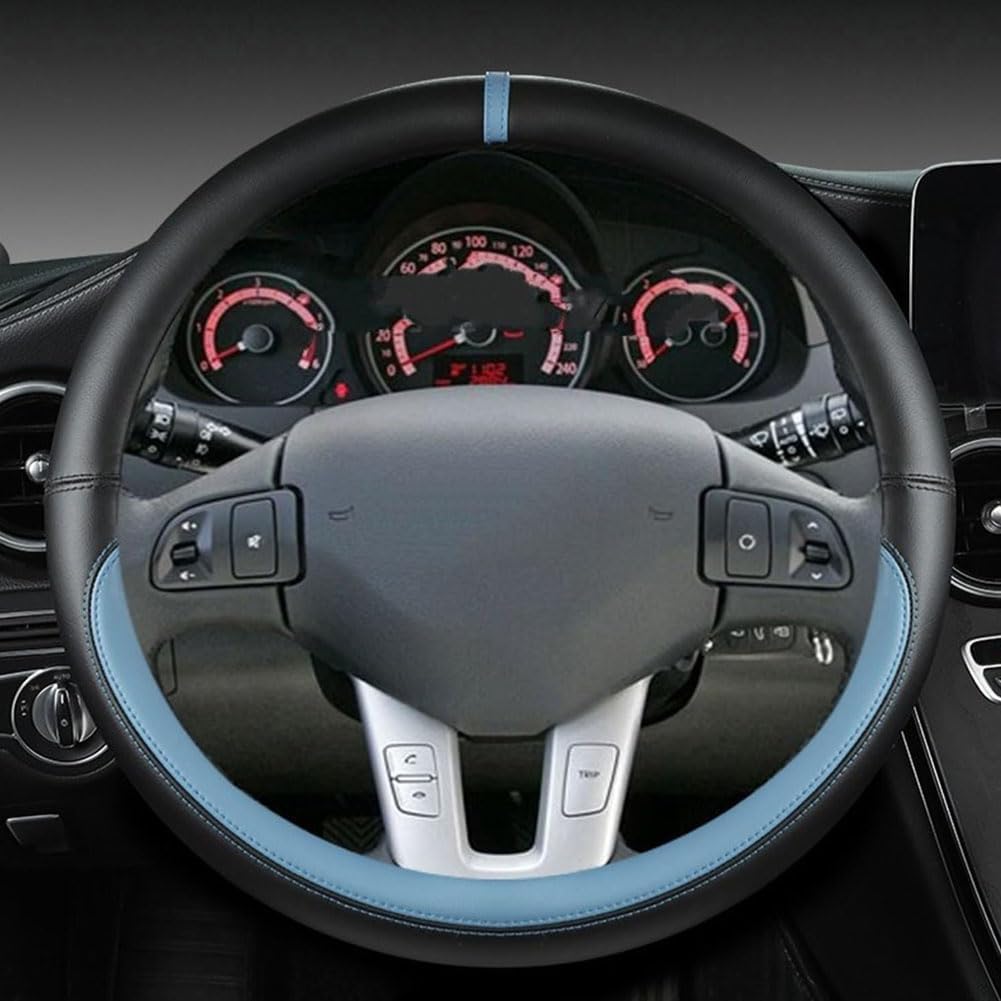 Leder Auto Lenkradbezug für Peugeot 2008 2013-2018, Maßgeschneidert Anti-rutsch Atmungsaktives Lenkradhülle, Nappaleder Auto Lenkrad Abdeckung,A Blue-O-Style Leder Auto Lenkradbezug für Peugeot 2008 2013-2018, Maßgeschneidert Anti-rutsch Atmungsaktives Lenkradhülle, Nappaleder Auto Lenkrad Abdeckung,A Blue-O-Style von ZHAOYIJIE