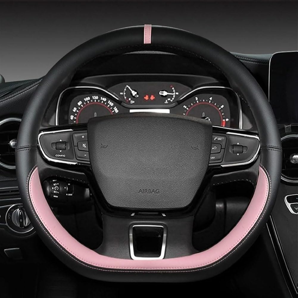 Leder Auto Lenkradbezug für Toyota Corolla 2013-2019, Maßgeschneidert Anti-rutsch Atmungsaktives Lenkradhülle, Nappaleder Auto Lenkrad Abdeckung,A PINK-D-Style Leder Auto Lenkradbezug für Toyota Corolla 2013-2019, Maßgeschneidert Anti-rutsch Atmungsaktives Lenkradhülle, Nappaleder Auto Lenkrad Abdeckung,A PINK-D-Style von ZHAOYIJIE