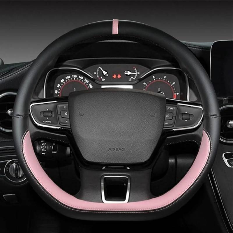 Leder Auto Lenkradbezug für Toyota Corolla 2013-2019, Maßgeschneidert Anti-rutsch Atmungsaktives Lenkradhülle, Nappaleder Auto Lenkrad Abdeckung,A PINK-D-Style von ZHAOYIJIE