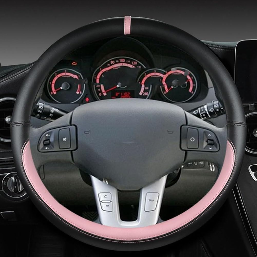 Leder Auto Lenkradbezug für Toyota Corolla 2013-2019, Maßgeschneidert Anti-rutsch Atmungsaktives Lenkradhülle, Nappaleder Auto Lenkrad Abdeckung,A PINK-O-Style Leder Auto Lenkradbezug für Toyota Corolla 2013-2019, Maßgeschneidert Anti-rutsch Atmungsaktives Lenkradhülle, Nappaleder Auto Lenkrad Abdeckung,A PINK-O-Style von ZHAOYIJIE