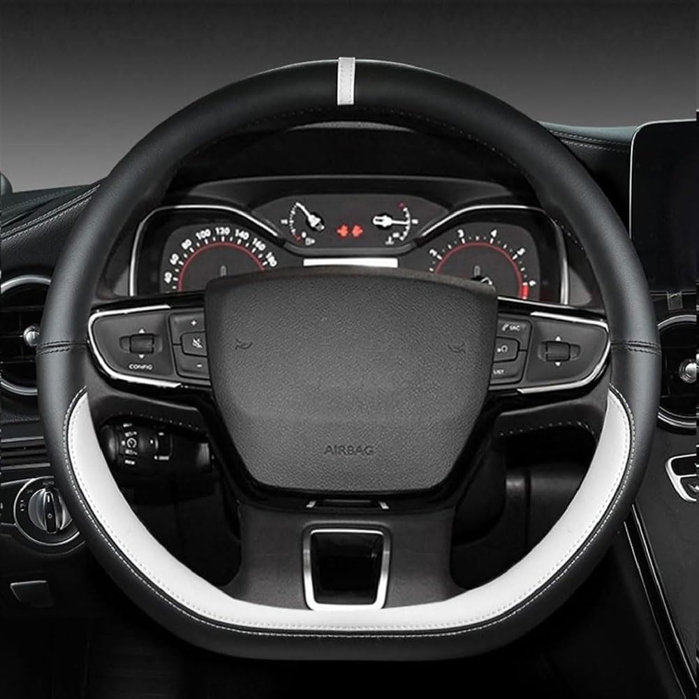 Leder Auto Lenkradbezug für VW Transporter T5 T5.1 2003-2015, Maßgeschneidert Anti-rutsch Atmungsaktives Lenkradhülle, Nappaleder Auto Lenkrad Abdeckung,A White-D-Style Leder Auto Lenkradbezug für VW Transporter T5 T5.1 2003-2015, Maßgeschneidert Anti-rutsch Atmungsaktives Lenkradhülle, Nappaleder Auto Lenkrad Abdeckung,A White-D-Style von ZHAOYIJIE