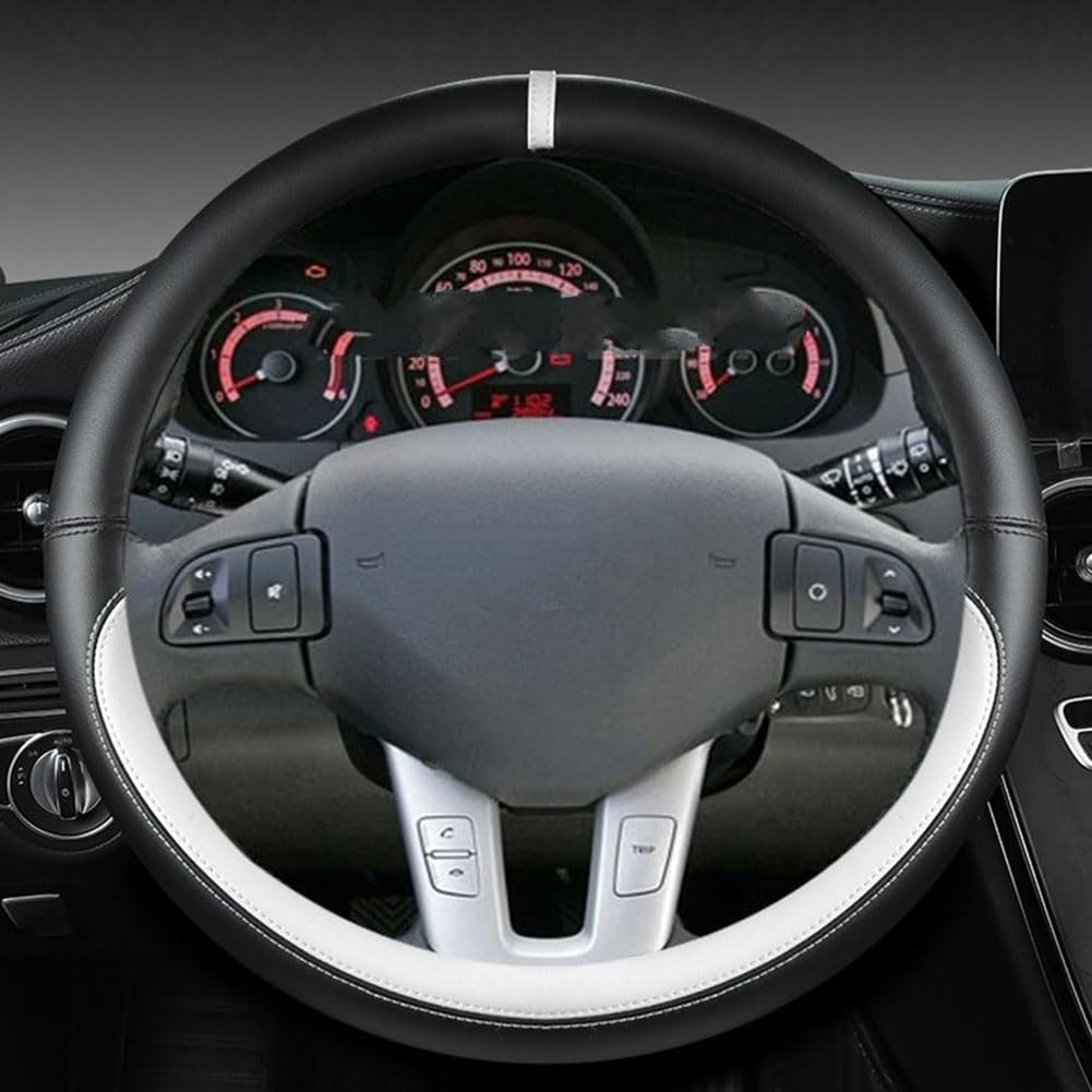 Leder Auto Lenkradbezug für VW Transporter T5 T5.1 2003-2015, Maßgeschneidert Anti-rutsch Atmungsaktives Lenkradhülle, Nappaleder Auto Lenkrad Abdeckung,A White-O-Style Leder Auto Lenkradbezug für VW Transporter T5 T5.1 2003-2015, Maßgeschneidert Anti-rutsch Atmungsaktives Lenkradhülle, Nappaleder Auto Lenkrad Abdeckung,A White-O-Style von ZHAOYIJIE