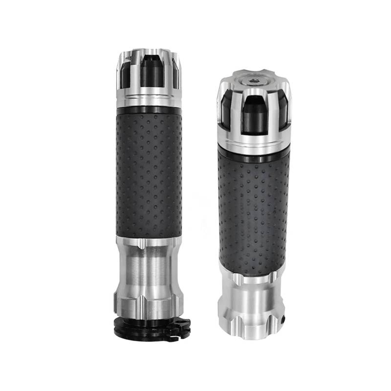 2Pcs Motorcycle Grip Hand Aluminum Alloy Rubber Pedal Biker Scooter Handlebar Soft Cover Handle Grips Modification Accessories(Silver) von ZHTAISU