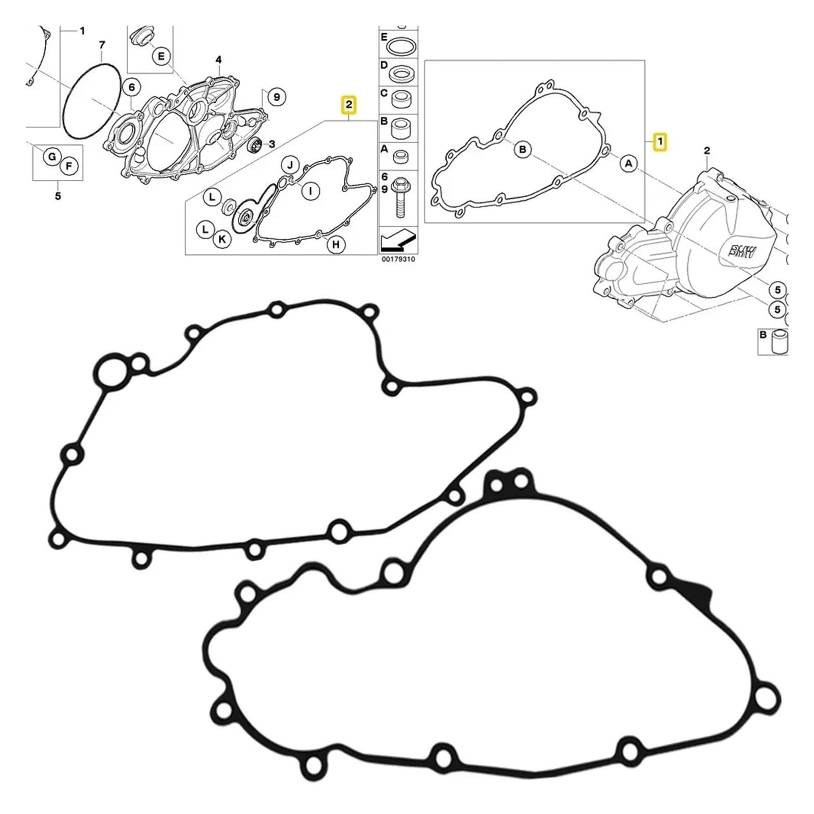 G450X Motorrad Kurbelgehäuse Generator Kupplung Deckt Dichtung for G450X 2007-2011(Two kits) von ZHUOHANG