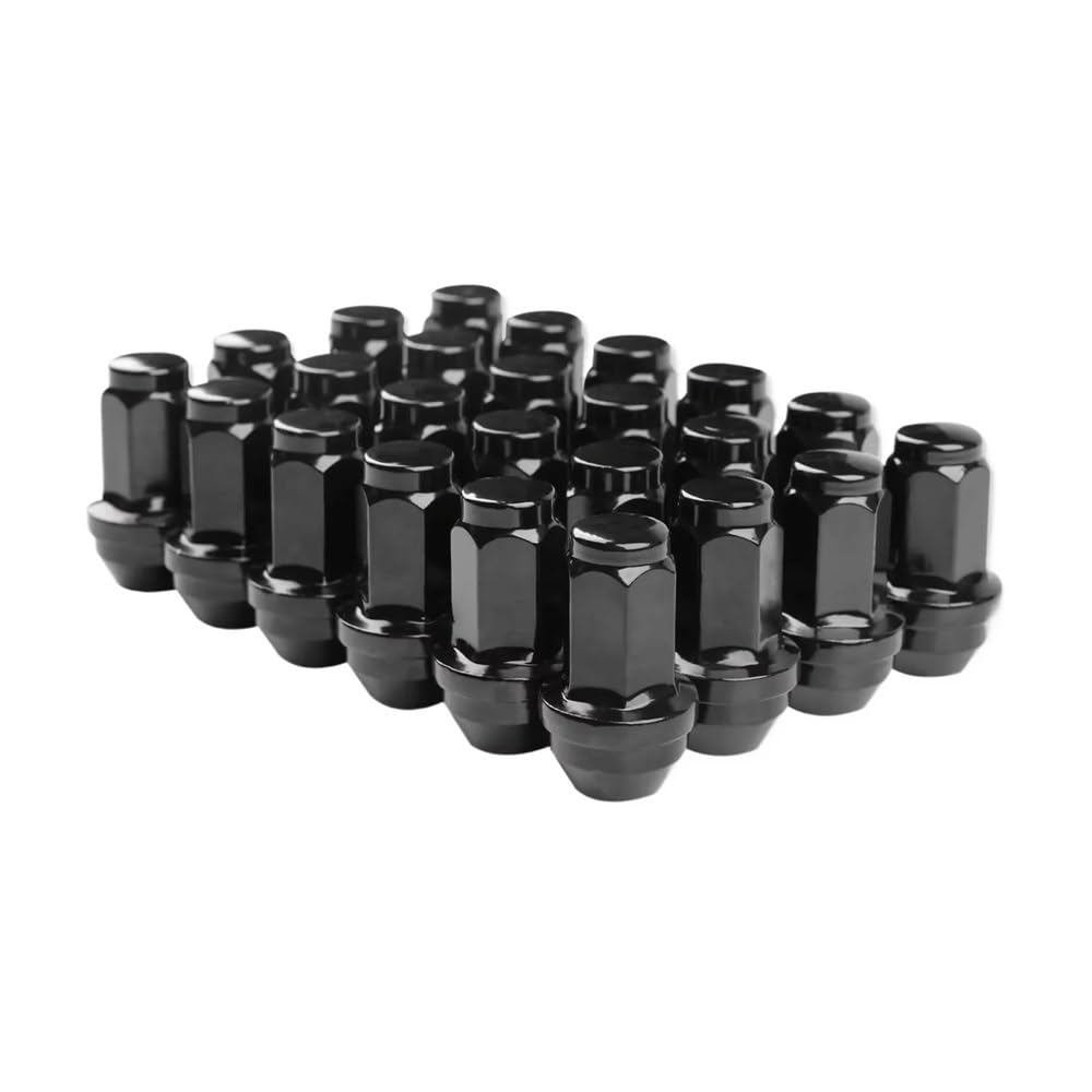 ZHjLut Autoradschrauben Kompatibel mit Chevrolet Für Silverado M14x2.0 Radmuttern Rad Geschlossen Ende Ausbuchtung Eichel Radmuttern Chrom(24pcs Black) von ZHjLut