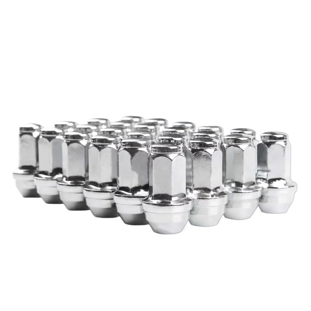 ZHjLut Autoradschrauben Kompatibel mit Chevrolet Für Silverado M14x2.0 Radmuttern Rad Geschlossen Ende Ausbuchtung Eichel Radmuttern Chrom(24pcs Chrome) von ZHjLut