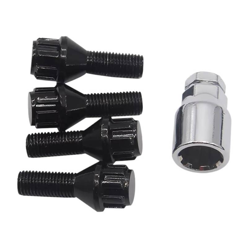 ZHjLut Autoradschrauben Kompatibel mit E30 für E36 für E46 für E90 2003-2013 M12 * 1,5 4 + 1 Auto-Aluminiumlegierung-Rad-Sicherungsbolzen Reifenschraubenmutter von ZHjLut