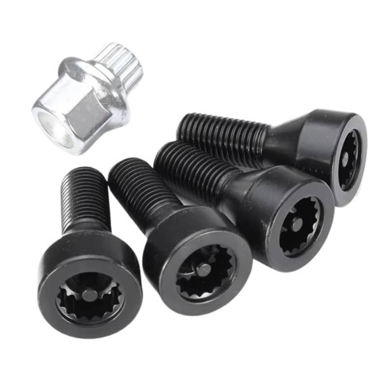 ZHjLut Autoradschrauben Kompatibel mit X1 für X3 für X5 für 3 für 5 für 7 Series Alt 4 + 1 Set Auto Reifen Schrauben M12 X 1,5 Auto Reifen Schraube von ZHjLut