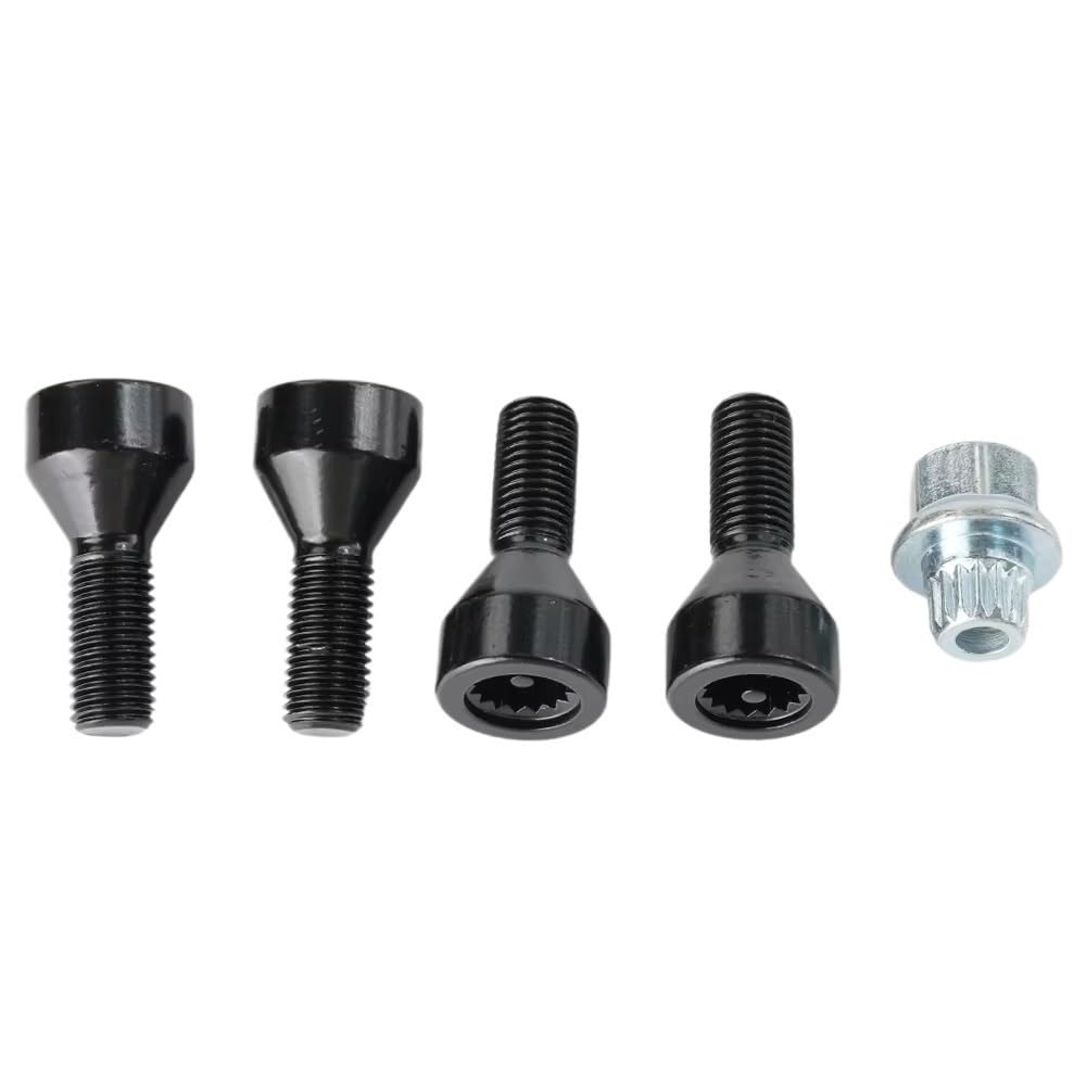 ZHjLut Autoradschrauben Kompatibel mit i3 2013 + für i8 2014 + M14 X1.25 Schwarze LEICHTMETALLRAD-SICHERUNGSSCHRAUBEN RADMUTTERN + SCHLÜSSEL(M12 1.5) von ZHjLut