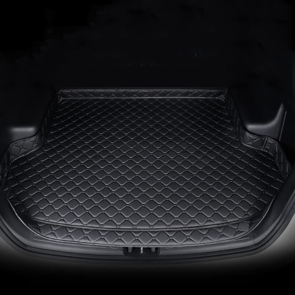 ZIAMOO Auto Leder Kofferraummatten für VW Tiguan II Allspace 7-seat 2017 2018 2019 2020 2021 2022, Cargo Teppich Kratzfest rutschfest Laderaumwanne Car Innenraum ZubehöR,Black Black line von ZIAMOO