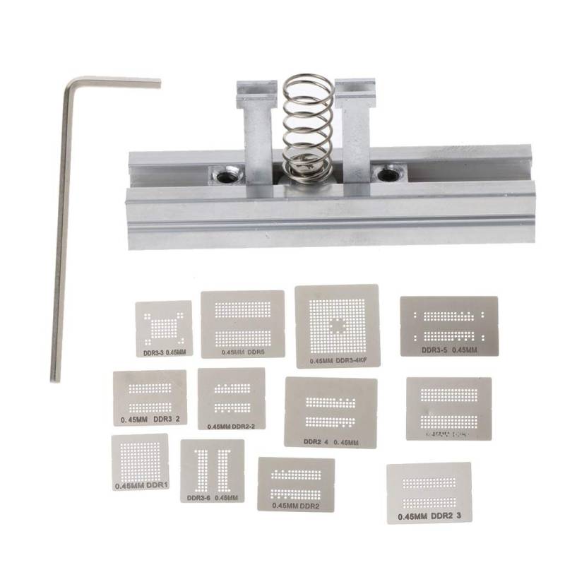 13pcs/Set Universeller Schablone Vorlagenspeicher Direkt Wärme BGA Reballing Holder JIG Für DDR1 DDR2 DDR3 DDR5 Schweißreaktionsrep von ZIDDAR