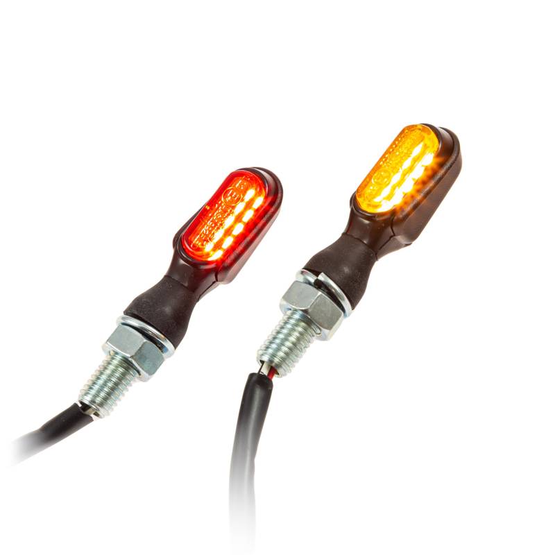 Universal Motorrad SMD-Blinker mit Rück- und Bremsbeleuchtung schwarz getönt M8 E-geprüft von ZIEGER