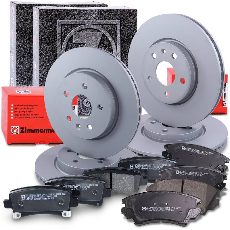 ZIMMERMANN Bremsenset inkl. Bremsscheiben Coat Z vorne Ø 321 mm innenbelüftet + hinten Ø 315 mm und Bremsbeläge vorne + hinten Kompatibel mit OPEL INSIGNIA A SAAB 9-5 (YS3G) von ZIMMERMANN