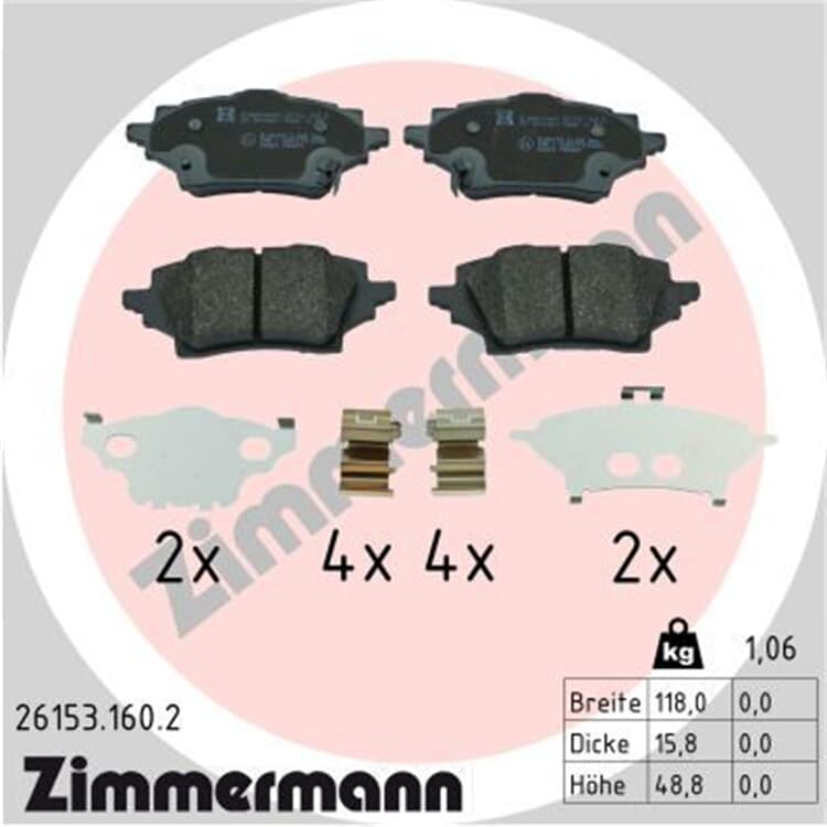 Zimmermann Bremsbel?ge hinten Mazda 2 Suzuki Swace Toyota C-Hr Corolla Yaris von ZIMMERMANN