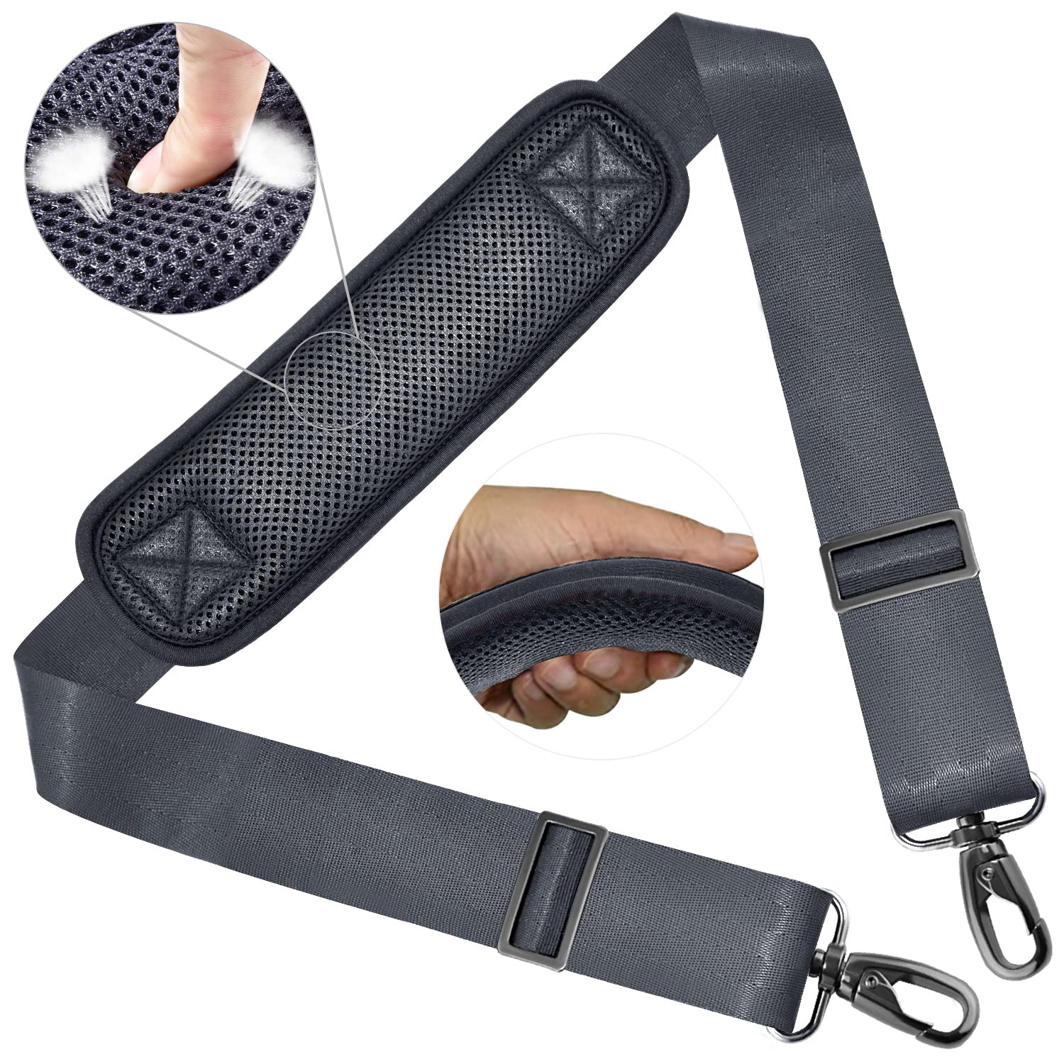 Schultergurt, ZINZ 58" Universal Verstellbare Schulterriemen Dauerhafte belüfteten mit Metall Drehhaken für Gepäck Duffel Kameratasche Laptoptasche Reisetasche Sporttaschen,Dunkelgrau Schultergurt, ZINZ 58" Universal Verstellbare Schulterriemen Dauerhafte belüfteten mit Metall Drehhaken für Gepäck Duffel Kameratasche Laptoptasche Reisetasche Sporttaschen,Dunkelgrau von ZINZ