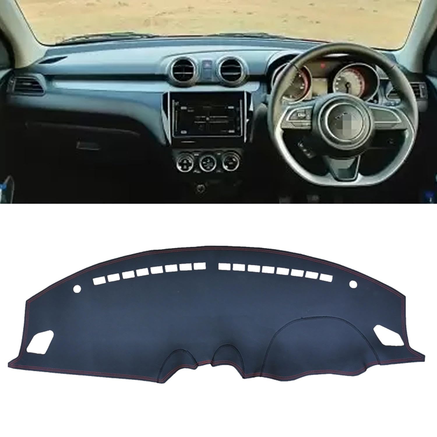 ZIRIA Leder Dashmat Dashboard Cover Pad Dash Mat Teppich, für Suzuki Swift G4 A2L 2018 2019 2020 2021 Autozubehör von ZIRIA