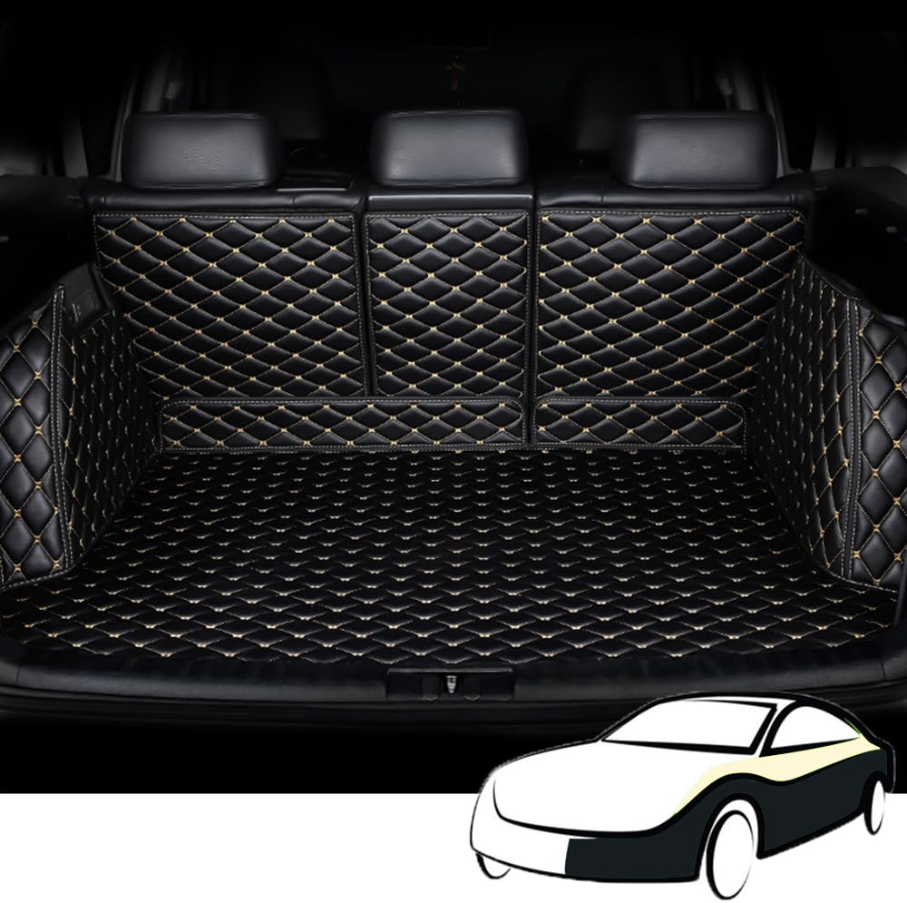 Auto Leder Kofferraumwanne Kofferraummatte für Audi Q8 e-tron SUV 2023 2024 Trunk Mat Boot Mats VollstäNdige Einkreisung Schutzmatten ZubehöR,BlackBeige von ZIROXI