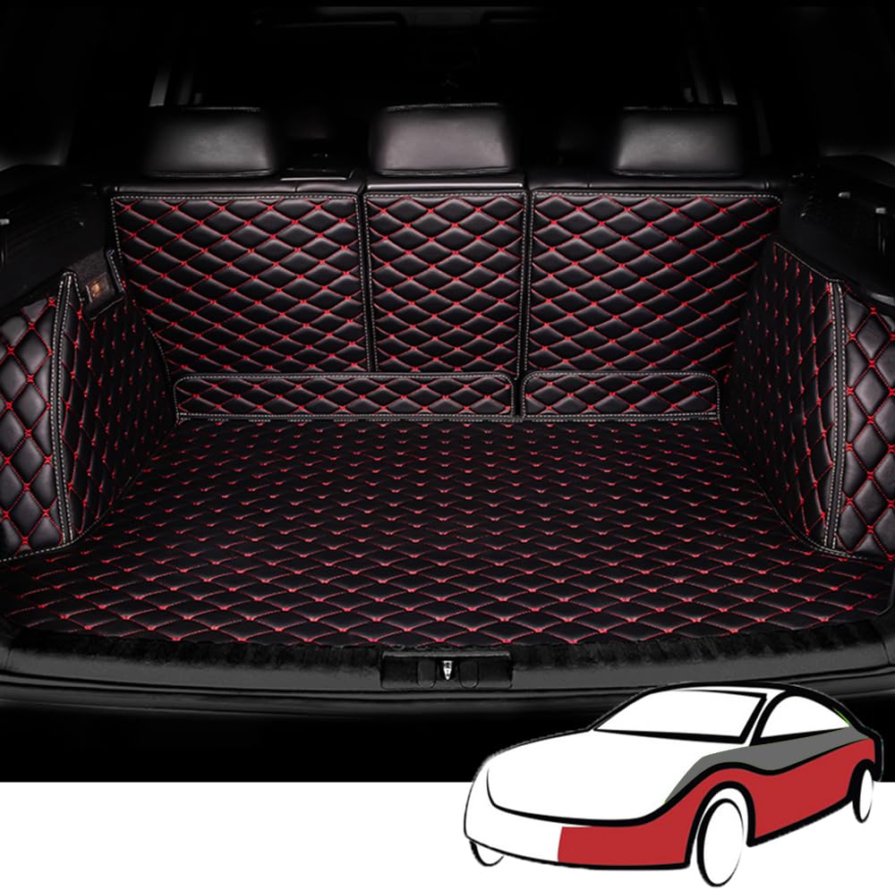 Auto Leder Kofferraumwanne Kofferraummatte für Hyundai Tucson 2021 2022 2023 2024 Trunk Mat Boot Mats VollstäNdige Einkreisung Schutzmatten ZubehöR,BlackRed von ZIROXI