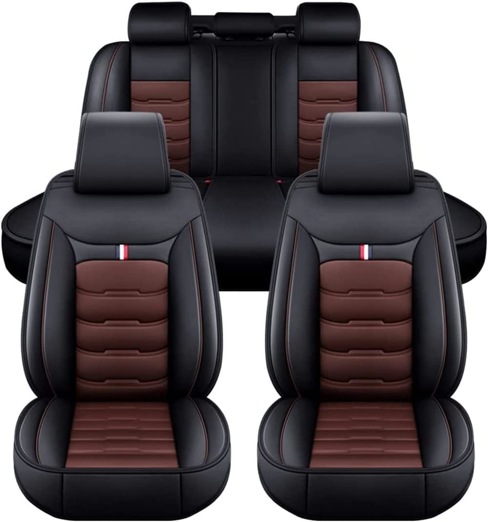 ZIROXI Auto Sitzbezüge für Nissan Qashqai J11 2016-2020 5-Sitze PU Leder Vorne und Hinten Autositzbezüge Zubehör,Black-Brown-Standard_Set von ZIROXI