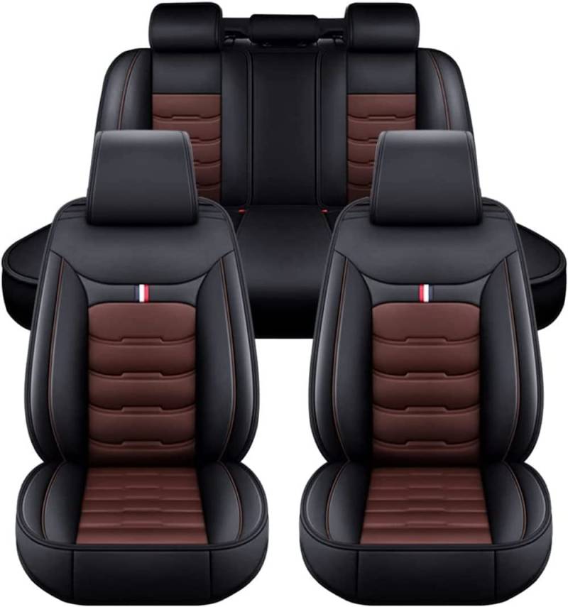 ZIROXI Auto Sitzbezüge für Nissan Qashqai J11 2016-2020 5-Sitze PU Leder Vorne und Hinten Autositzbezüge Zubehör,Black-Brown-Standard_Set von ZIROXI