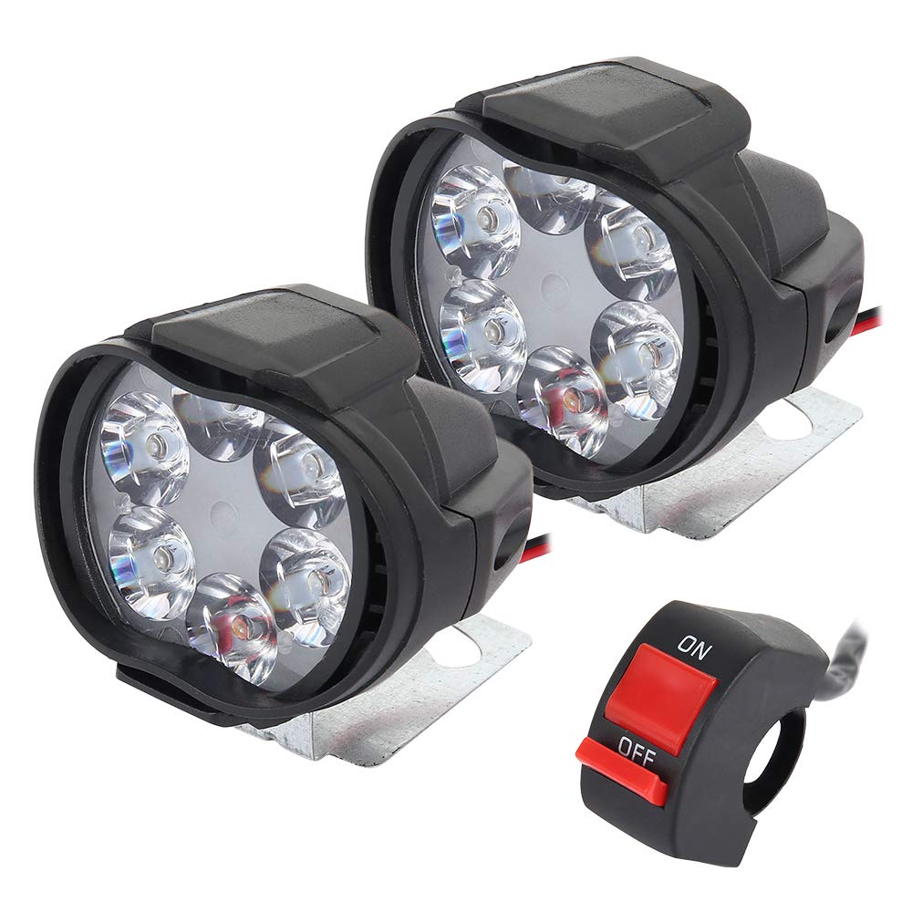 2 Stück Universal-Scheinwerfer für Motorrad, wasserdicht, 6 LEDs, Motorrad-Scheinwerfer, Nebelscheinwerfer, Nebelscheinwerfer, Roller, Scheinwerfer mit Schalter von Hands DIY