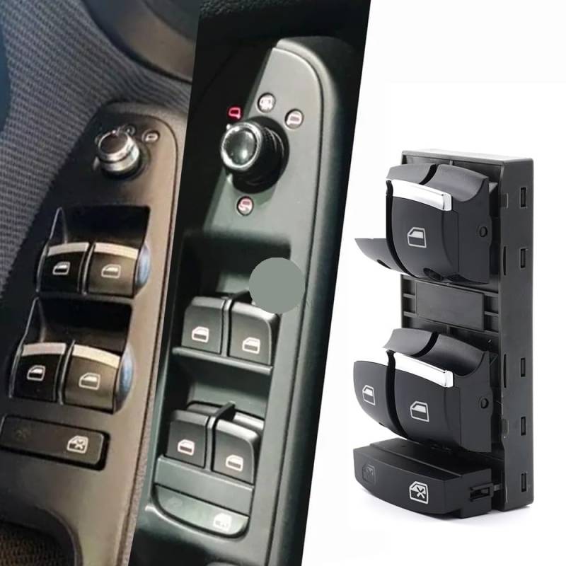4F0959851H 4F0959851F 4F0959851J 4F0959851G / Passend for Audi A3 8p S3 A6 S6 RS6 Q7 Auto Chrom Fensterheberschalter 10 Pins Rot(Window button) von ZIxmix