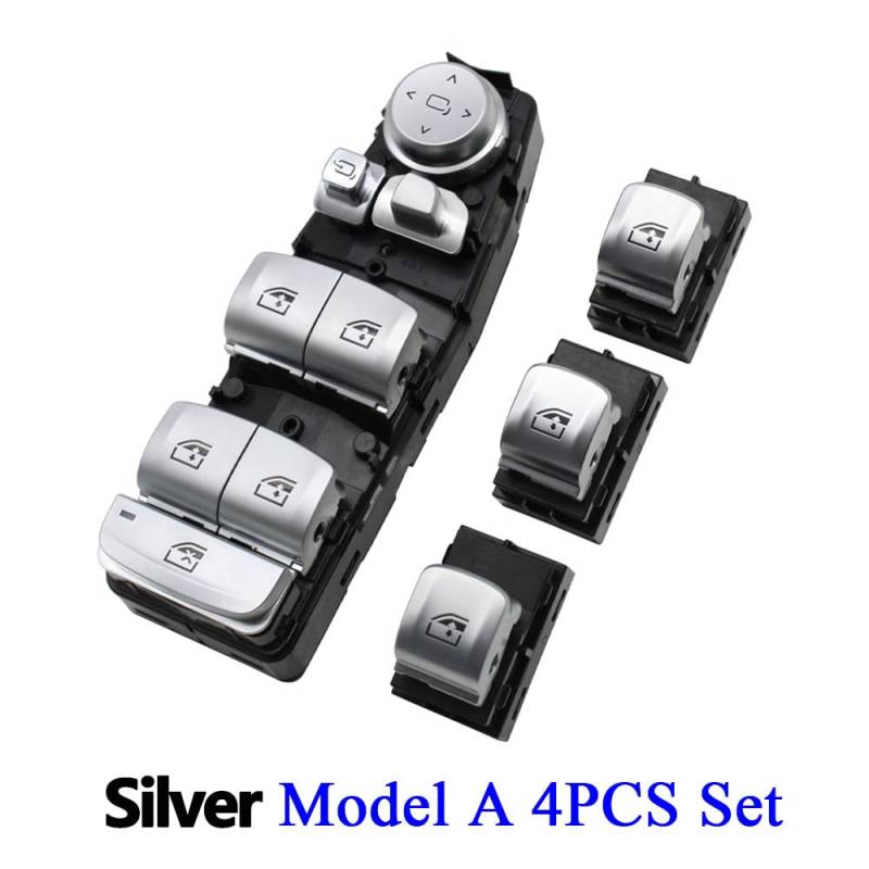 Elektrische Power Master Fensterheber Steuerknopf Schalter Ersatz/Fit for BMW 3 5 7 X3 X4 F30 F35 F25 F26 F07 F10 F18 F01 F02(Model A Silver Set) von Zixmix