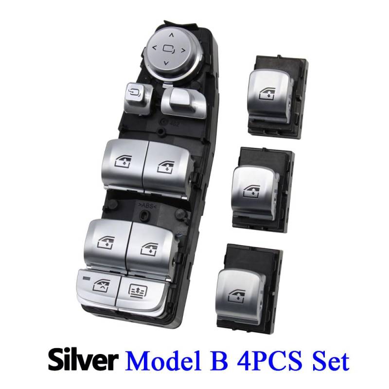 Elektrische Power Master Fensterheber Steuerknopf Schalter Ersatz/Fit for BMW 3 5 7 X3 X4 F30 F35 F25 F26 F07 F10 F18 F01 F02(Model B Silver Set) von ZIxmix