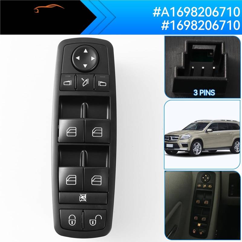 /Fit for Mercedes Benz A-Klasse B-Klasse W245 W169 2004- Elektrische Fensterheber Hauptschalter Steuertaste A1698206710 1698206710 von ZIxmix