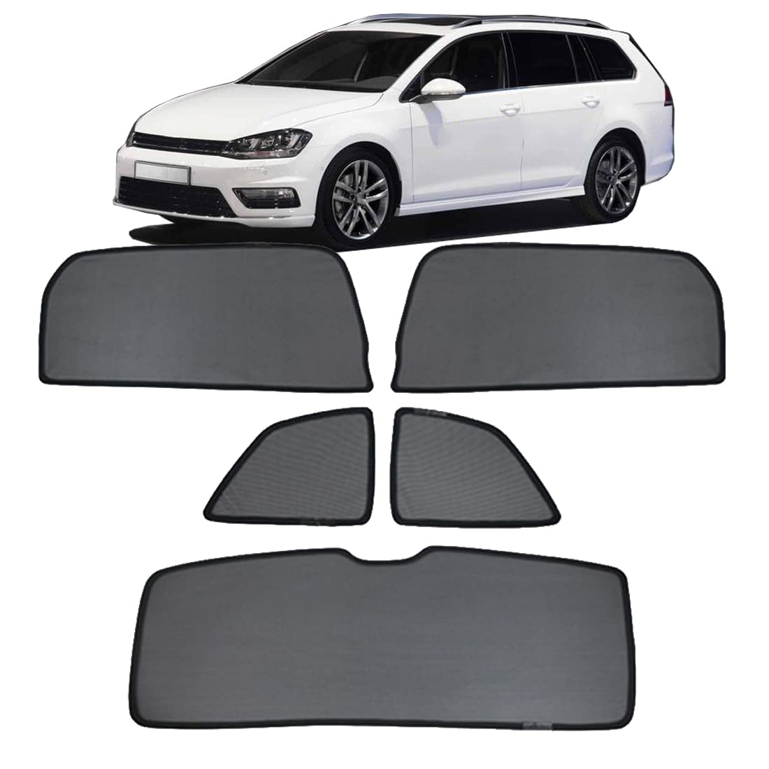 ZJIEX Simpler Auto-Sonnenschutz für Golf 7 Variant (2013-2020), Rear+Triangular+Back-windscreen, Magnetisch, Schwarz, 5 PCS ZJIEX Simpler Auto-Sonnenschutz für Golf 7 Variant (2013-2020), Rear+Triangular+Back-windscreen, Magnetisch, Schwarz, 5 PCS von ZJIEX