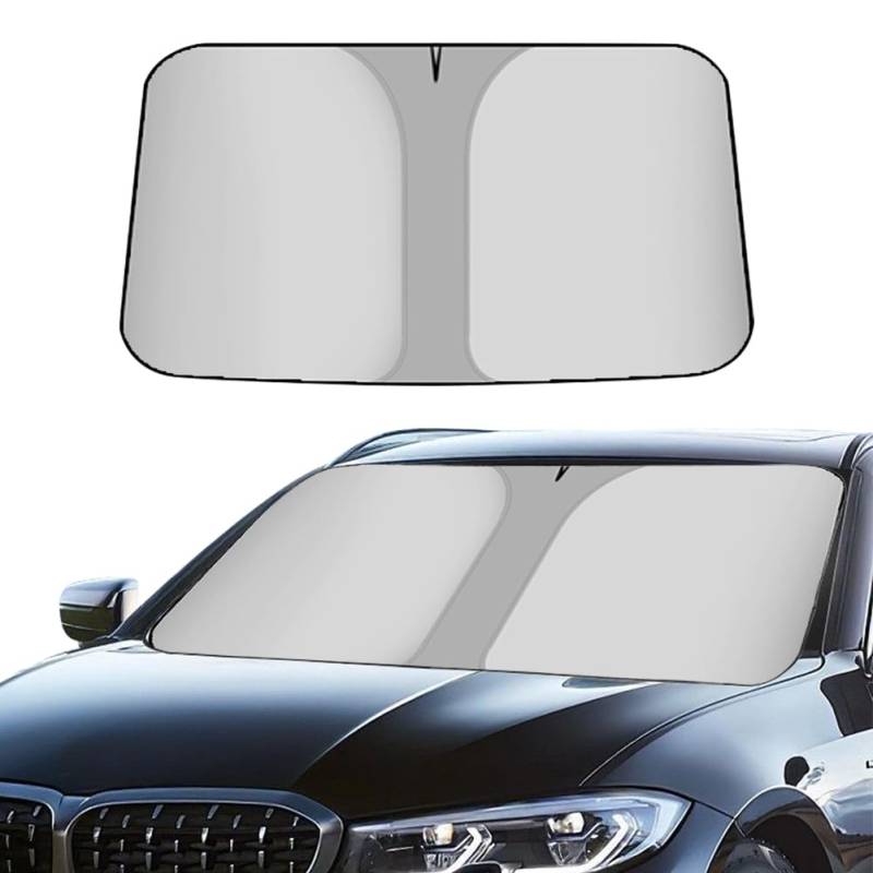 142x80cm Sonnenschutz Auto Frontscheibe,Auto Sonnenschutz Frontscheibe Innen,Windschutzscheibe Für Sommer,Frontscheibe Sonnenschutz Blockiert Uv Abdeckung,Faltbar,Sonnenblende Vorne von ZJILIXIA