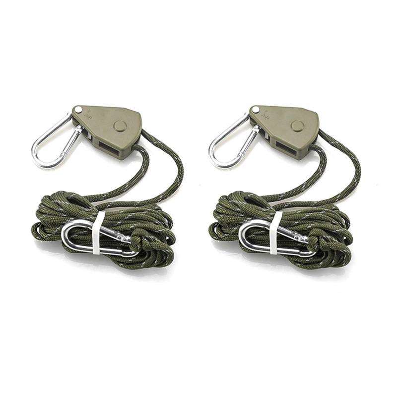 2Pcs Einstellbare Lanyard Hängen for Zelt Wachsen Pflanze Lampe Seil Ratschen Aufhänger Pulley Haken für Sonnensegel(4meter Green) von ZJPOJph