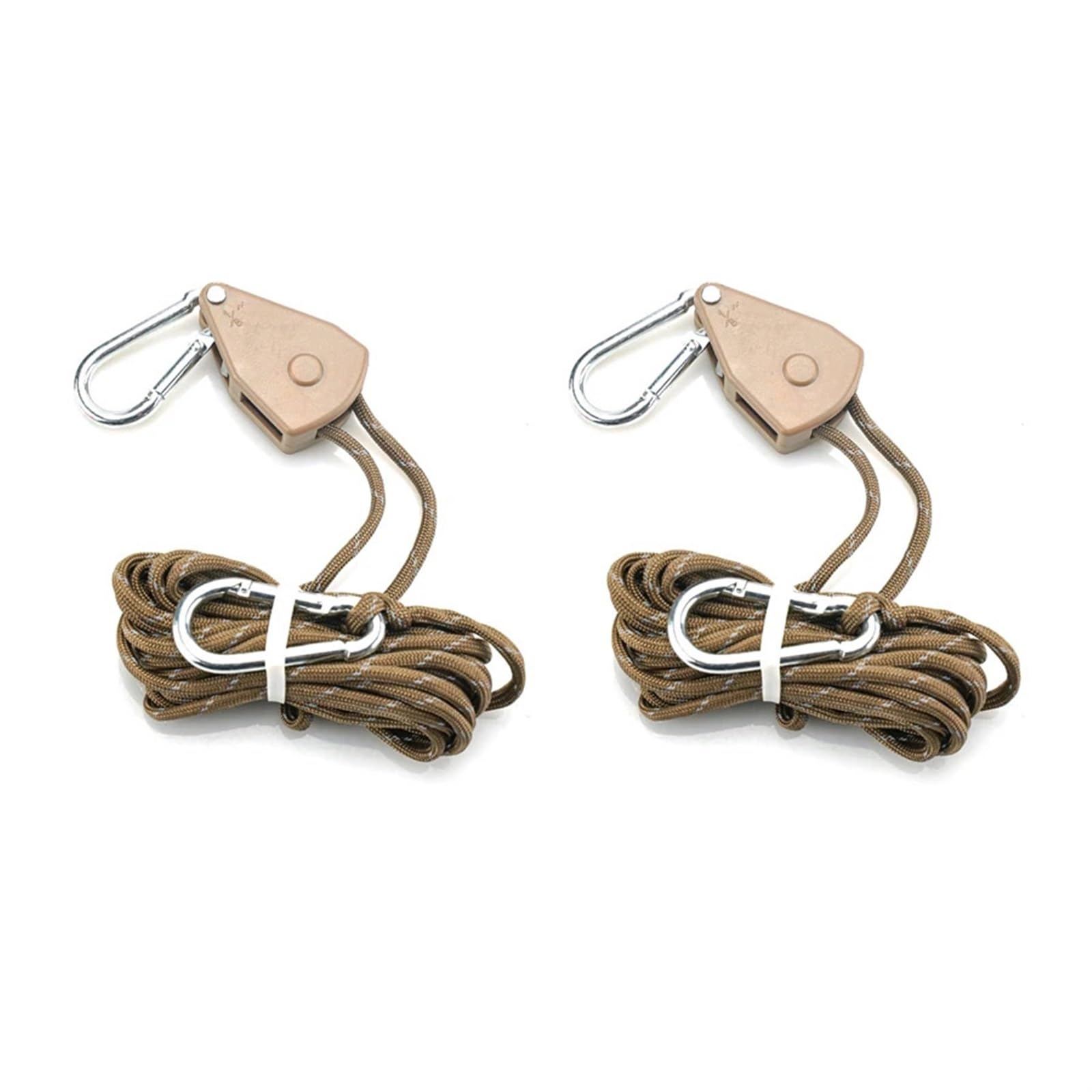 2Pcs Einstellbare Lanyard Hängen for Zelt Wachsen Pflanze Lampe Seil Ratschen Aufhänger Pulley Haken für Sonnensegel(4meter Khaki) von ZJPOJph