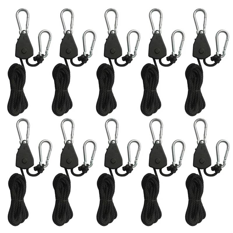 Aufhänger Pulley Ratschen Kajak Seil 2Meter Camping Zelt Seil Locking Aufhänger Kanu Boot Bogen Heck Seil Himmel Vorhang Zelt für Sonnensegel(10 Piece) von ZJPOJph